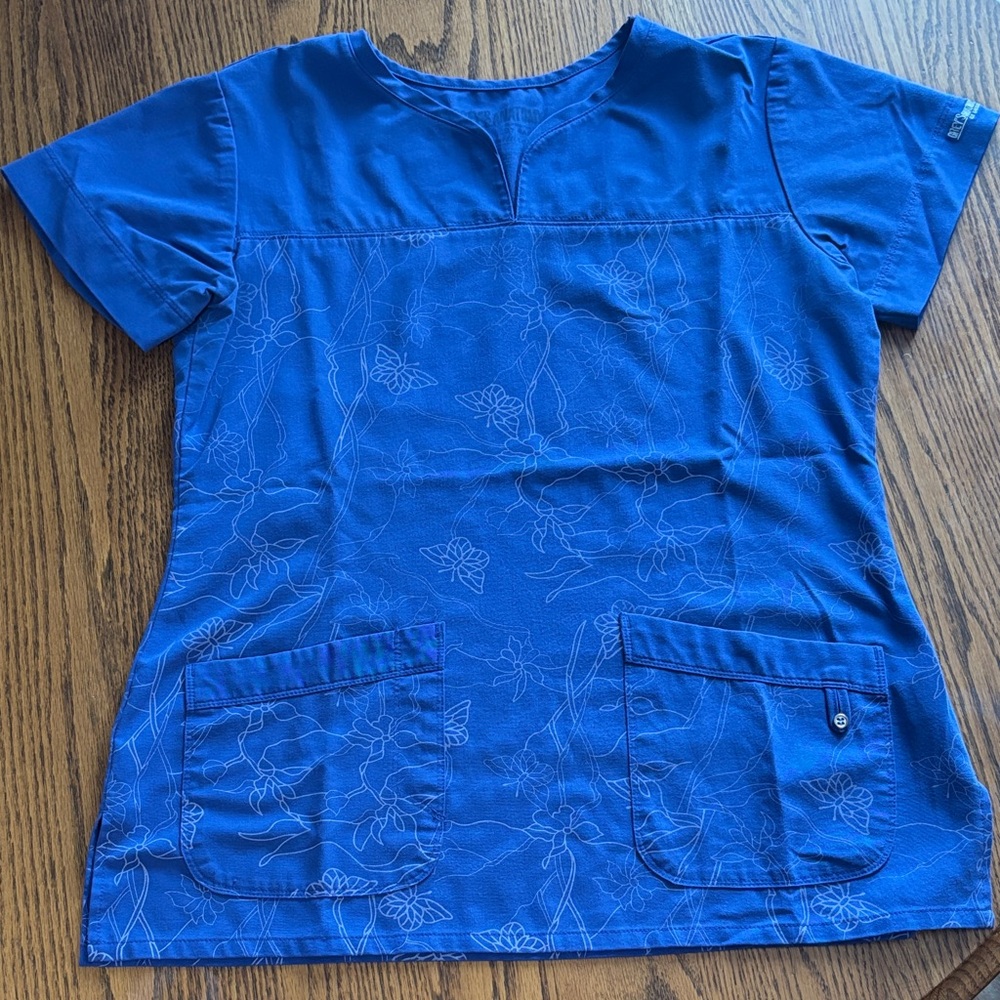 Periwinkle Blue Floral Scrub Top